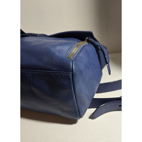 Cole Haan Felicity Pebbled Leather Backpack Multi Pocket & Woven Zip Detail Blue - Picture 9 of 14